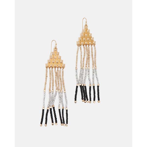 Allsaints Australia Womens Sarai Stud Bead Earring Brass/Silver/Black AU07-843